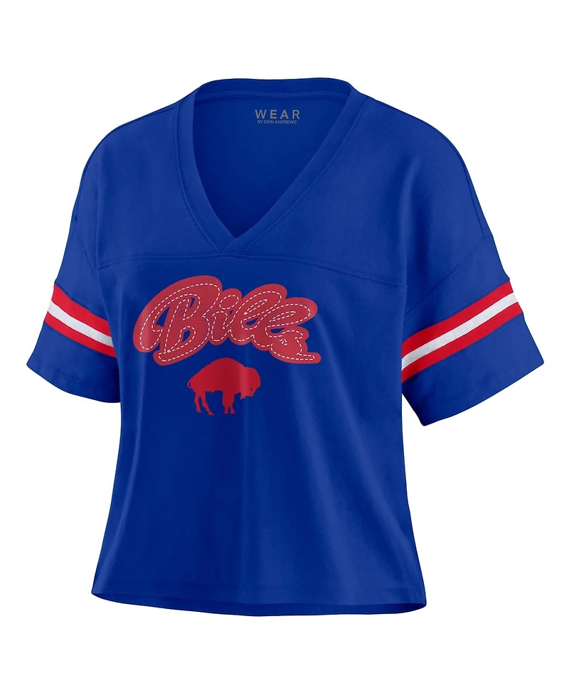 Wear by Erin Andrews Women's Royal Buffalo Bills Plus Color Block Boxy V-Neck T-Shirt