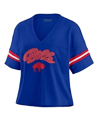 Wear by Erin Andrews Women's Royal Buffalo Bills Plus Color Block Boxy V-Neck T-Shirt