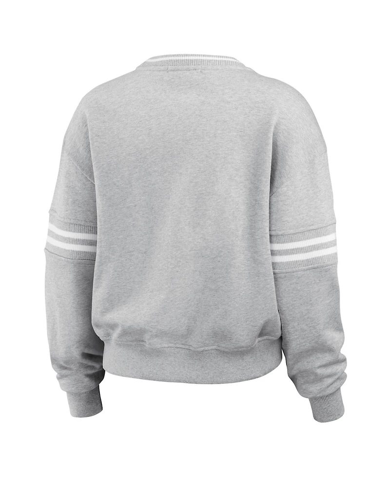 Wear by Erin Andrews Women's Heather Gray Alabama Crimson Tide Classic Stripe Pullover Sweater