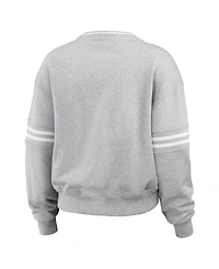 Wear by Erin Andrews Women's Heather Gray Alabama Crimson Tide Classic Stripe Pullover Sweater
