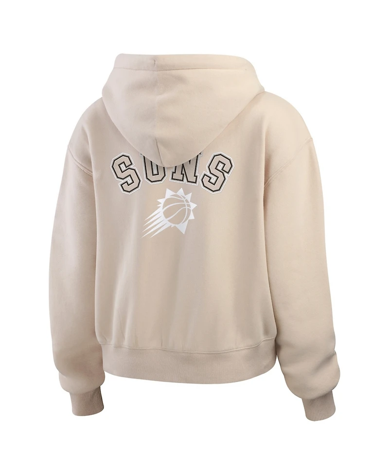Wear by Erin Andrews Women's Cream Phoenix Suns Plus Tonal Felt Patch Full-Zip Hoodie