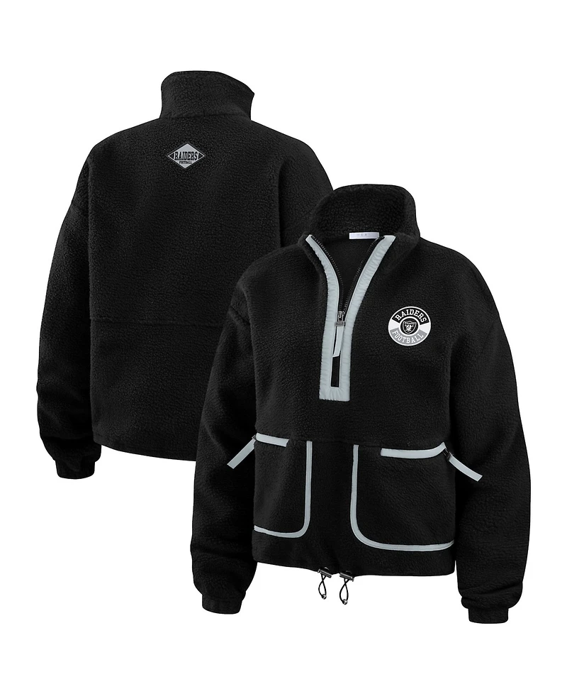 Wear by Erin Andrews Women's Black Las Vegas Raiders Polar Fleece Half-Zip Jacket