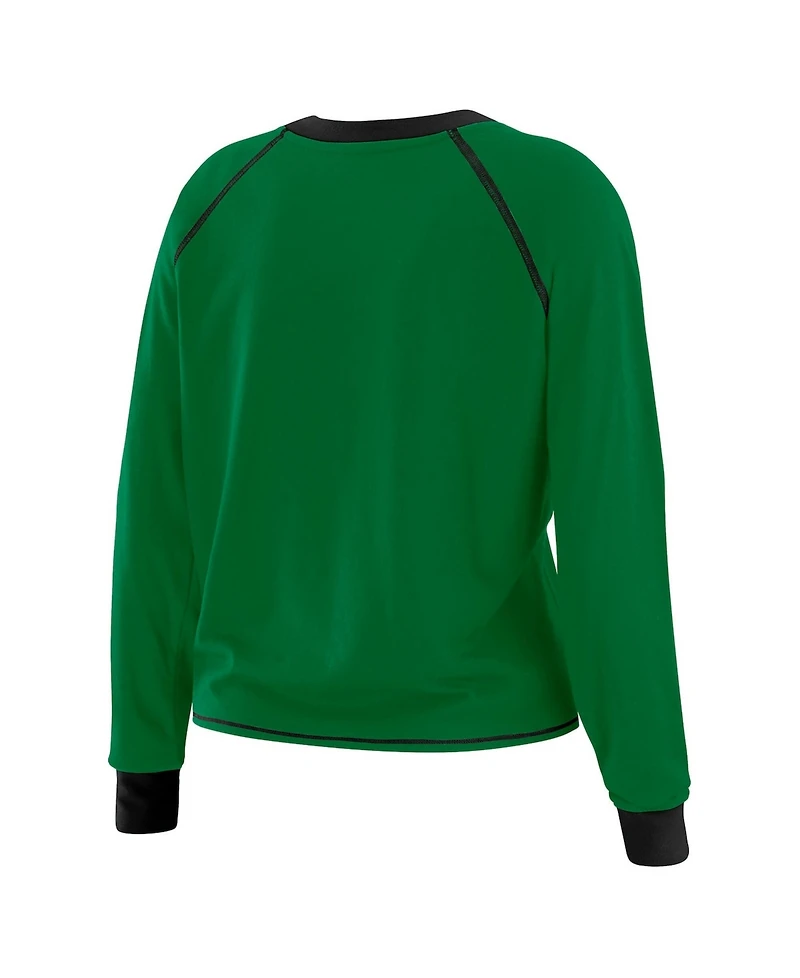 Wear by Erin Andrews Women's Green/Black New York Jets Tie-Front Long Sleeve Top