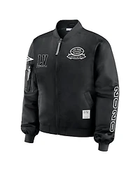 Wear by Erin Andrews Women's Black Las Vegas Raiders Patch Full-Zip Bomber Jacket