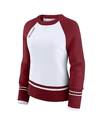 Wear by Erin Andrews Women's White/Burgundy Washington Commanders Color Block Raglan Sweater