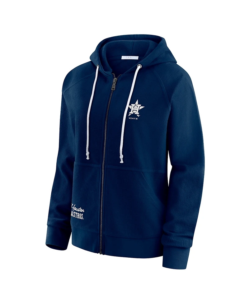 Wear by Erin Andrews Women's Navy Houston Astros Vintage Full-Zip Raglan Hoodie