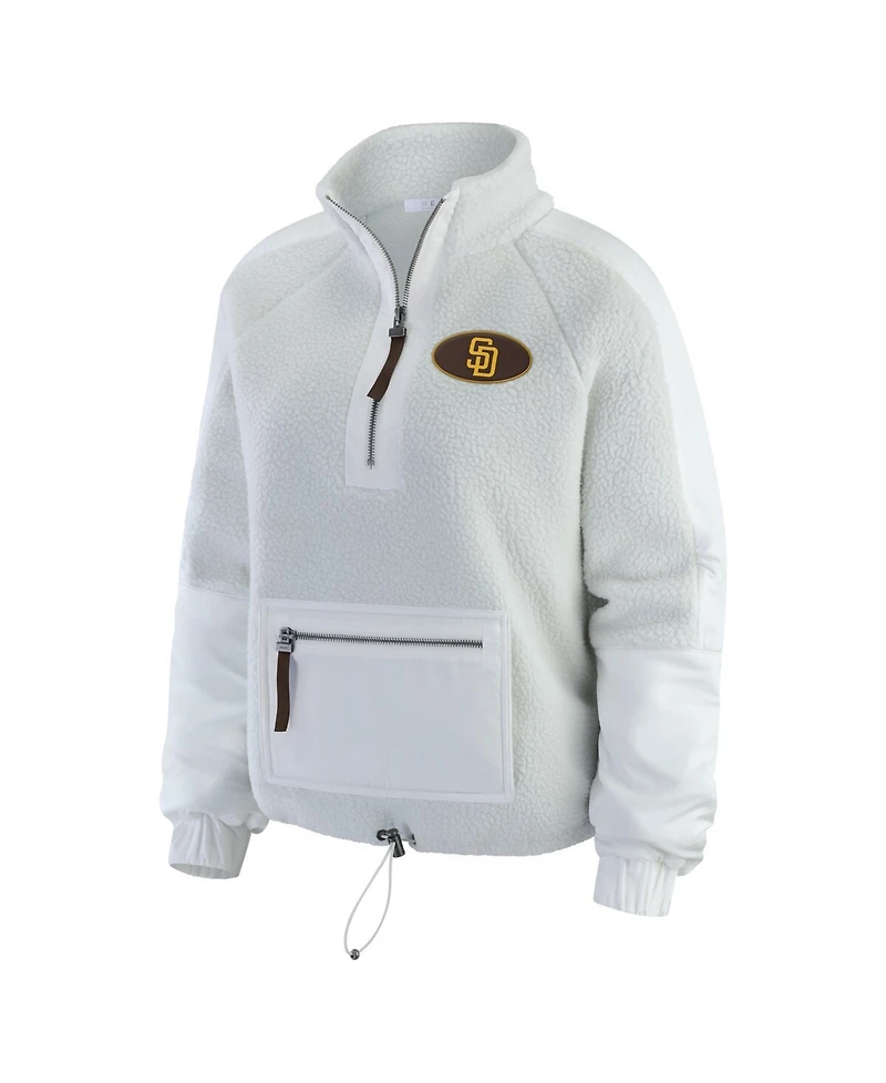 Wear by Erin Andrews Women's Gray San Diego Padres Polar Fleece Quarter-Zip Jacket