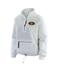 Wear by Erin Andrews Women's Gray San Diego Padres Polar Fleece Quarter-Zip Jacket
