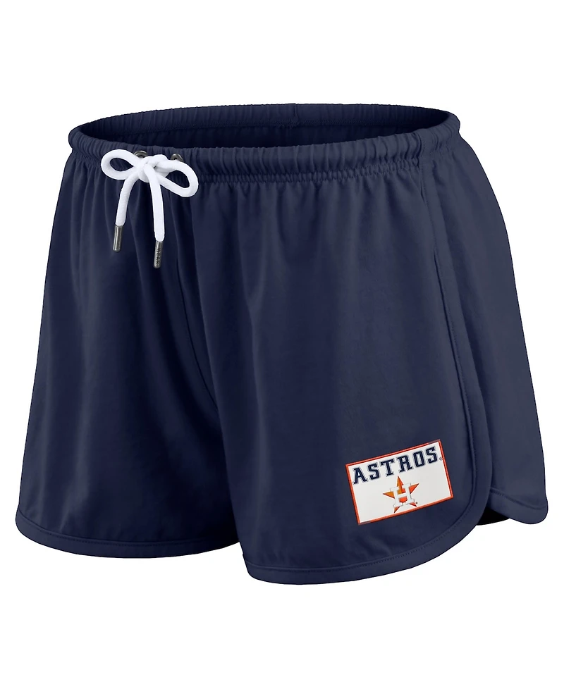 Wear by Erin Andrews Women's 2-Piece Navy Houston Astros Heavy Rugby Jersey Cropped Long Sleeve T-Shirt & Shorts Lounge Set