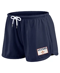 Wear by Erin Andrews Women's 2-Piece Navy Houston Astros Heavy Rugby Jersey Cropped Long Sleeve T-Shirt & Shorts Lounge Set