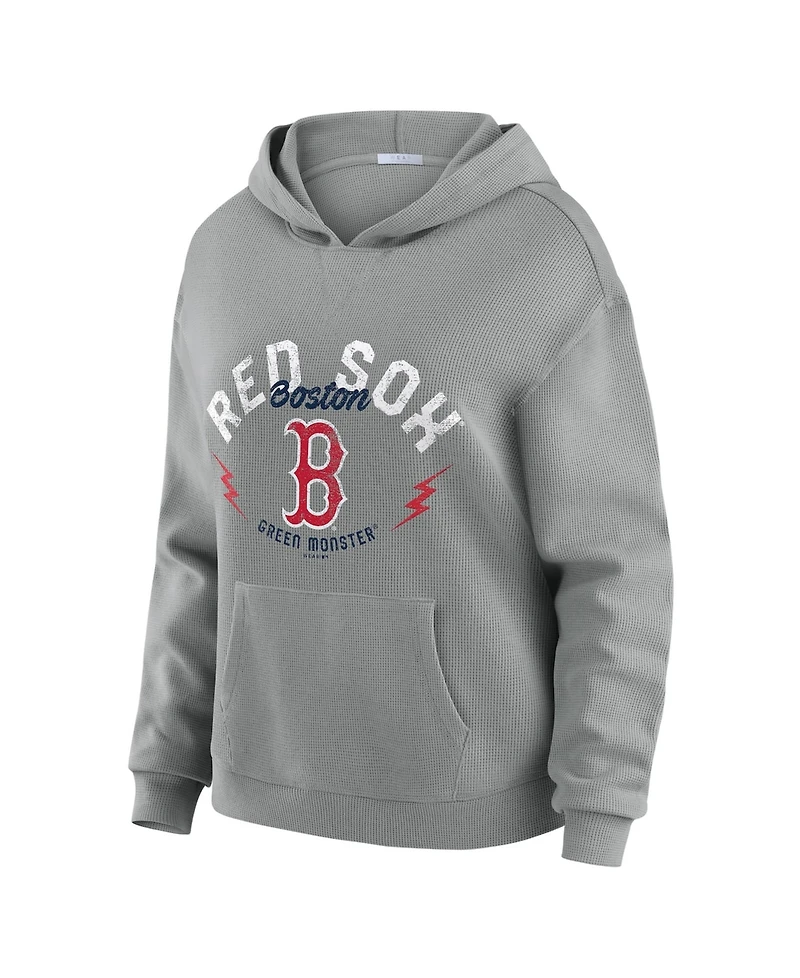 Wear by Erin Andrews Women's 2-Piece Gray Boston Red Sox Waffle-Knit Long-Sleeve Hoodie & Lounge Pant Set