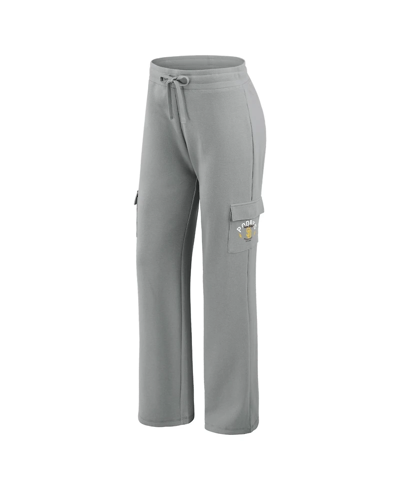 Wear by Erin Andrews Women's 2-Piece Gray San Diego Padres Waffle-Knit Long-Sleeve Hoodie & Lounge Pant Set
