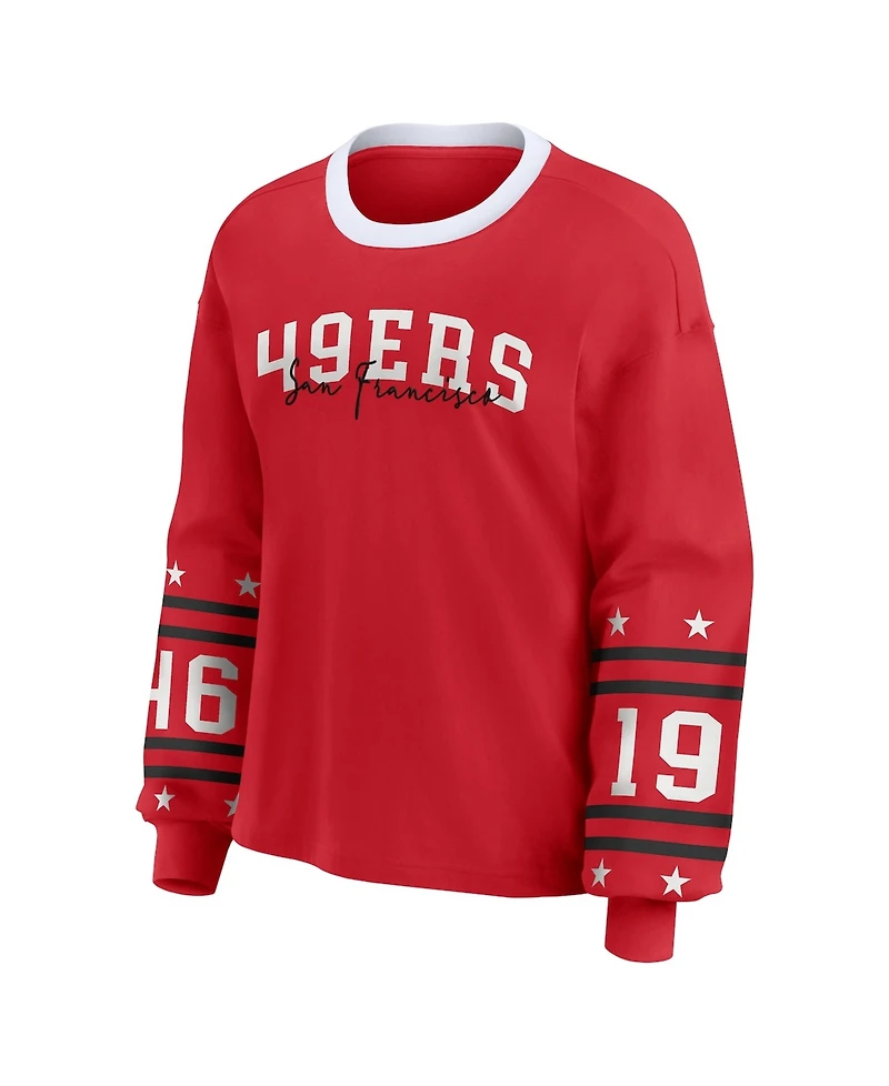 Wear by Erin Andrews Women's Scarlet San Francisco 49ers Plus Sport Long-Sleeve T-Shirt