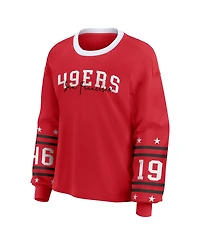 Wear by Erin Andrews Women's Scarlet San Francisco 49ers Plus Sport Long-Sleeve T-Shirt