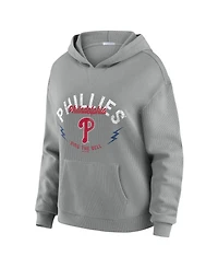 Wear by Erin Andrews Women's 2-Piece Gray Philadelphia Phillies Plus Waffle-Knit Long-Sleeve Hoodie & Lounge Pant Set