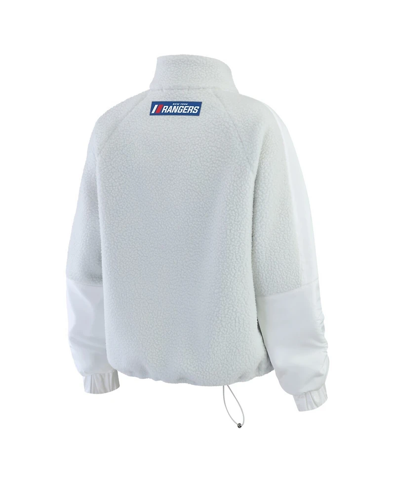 Wear by Erin Andrews Women's Gray New York Rangers Polar Fleece Quarter-Zip Jacket