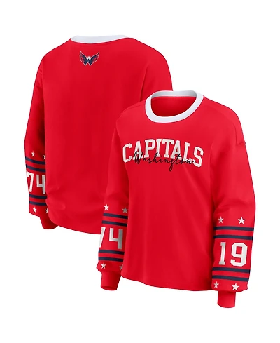 Wear by Erin Andrews Women's Red Washington Capitals Long-Sleeve Sport T-Shirt