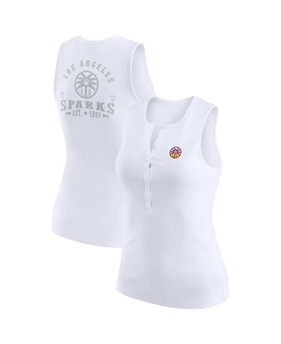 Wear by Erin Andrews Women's White Los Angeles Sparks Rib-Knit Henley Tank Top