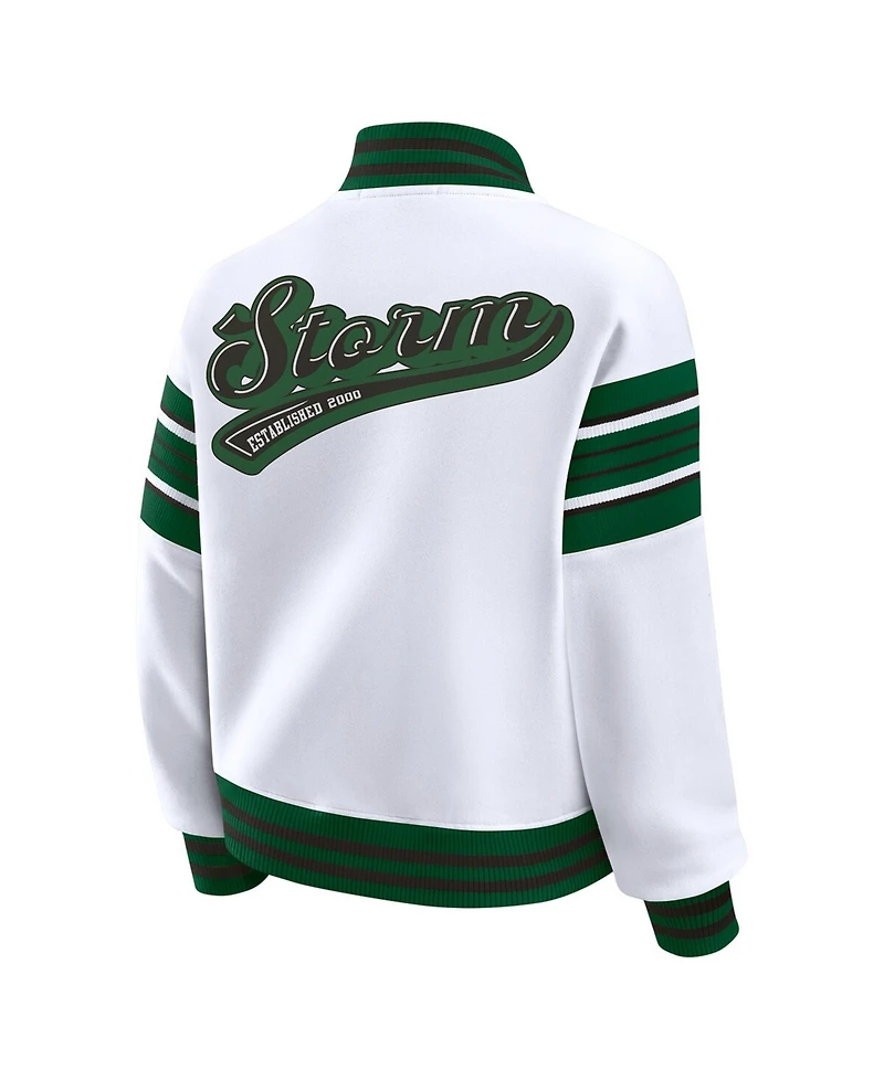 Wear by Erin Andrews Women's White/Green Wnba Full-Snap Fleece Sweatshirt Jacket