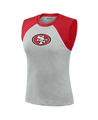 Wear by Erin Andrews Women's Gray San Francisco 49ers Cropped Raglan Tank Top