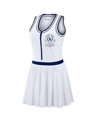 Wear by Erin Andrews Women's White Los Angeles Dodgers Zip-Front Pleated Tri-Blend Scoop Neck Tank Dress