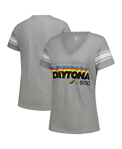 G-iii 4Her by Carl Banks Women's Heather Gray Nascar Daytona 500 First Pick V-Neck T-Shirt