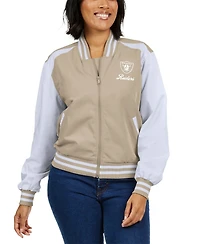 Wear by Erin Andrews Women's Tan Las Vegas Raiders Tonal Full-Zip Bomber Jacket