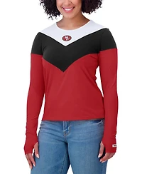 Wear by Erin Andrews Women's Scarlet/Black San Francisco 49ers Plus Chevron Tri-Blend Long Sleeve T-Shirt