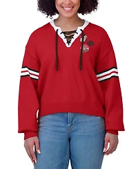 Wear by Erin Andrews Women's Red Georgia Bulldogs Lace-Up Pullover Sweater