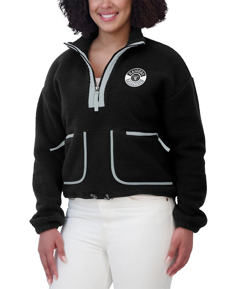 Wear by Erin Andrews Women's Black Las Vegas Raiders Polar Fleece Half-Zip Jacket