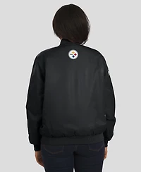 Wear by Erin Andrews Women's Black Pittsburgh Steelers Patch Full-Zip Bomber Jacket