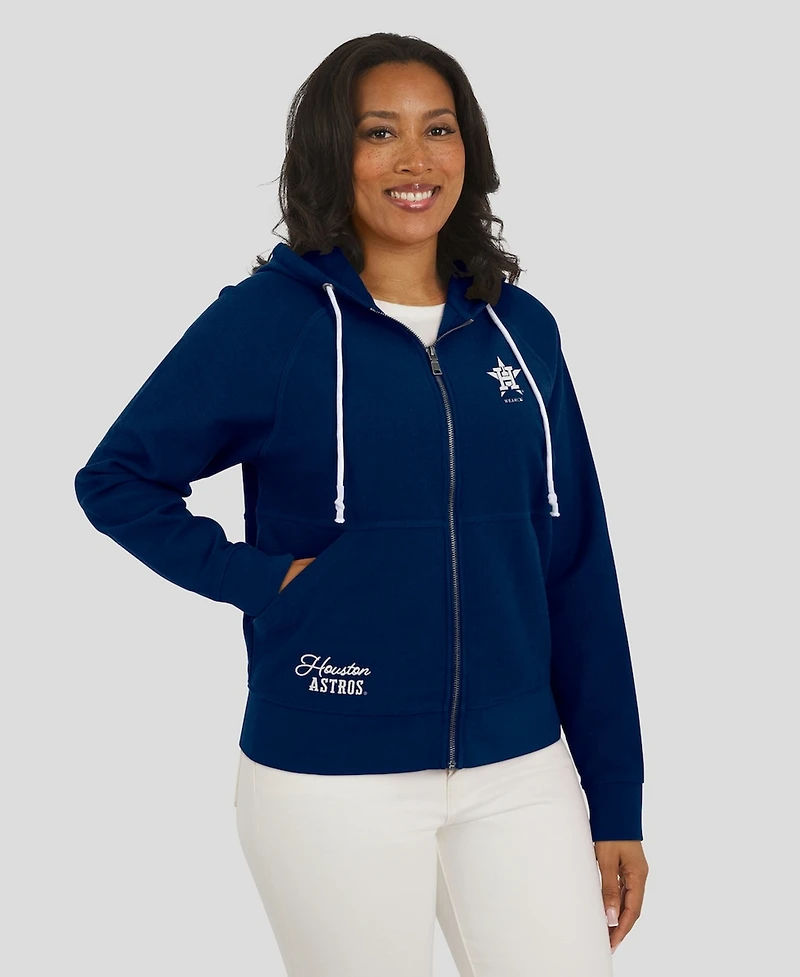 Wear by Erin Andrews Women's Navy Houston Astros Vintage Full-Zip Raglan Hoodie