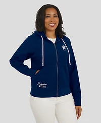 Wear by Erin Andrews Women's Navy Houston Astros Vintage Full-Zip Raglan Hoodie