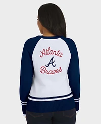 Wear by Erin Andrews Women's White Atlanta Braves Color block Raglan Sweater