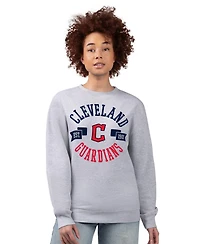 G-iii 4Her by Carl Banks Women's Heather Gray Cleveland Guardians Team Logo Fleece Pullover Sweatshirt