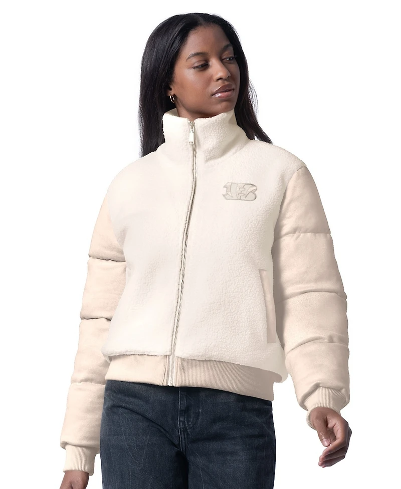 G-iii 4Her by Carl Banks Women's Cream Cincinnati Bengals Cheerleader Sherpa Full-Zip Jacket