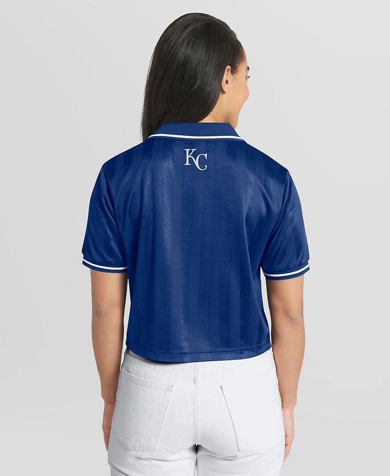 Wear by Erin Andrews Women's Royal Kansas City Royals Cropped V-Neck Polo Shirt