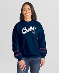Wear by Erin Andrews Women's Navy Chicago Cubs Americana Heavyweight Fleece Sweatshirt