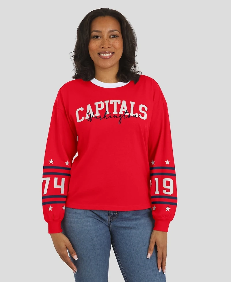 Wear by Erin Andrews Women's Red Washington Capitals Long-Sleeve Sport T-Shirt