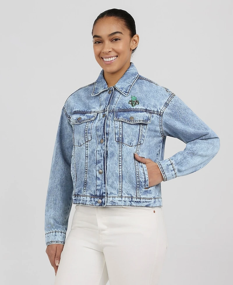Wear by Erin Andrews Women's Blue New York Liberty Full-Snap Denim Jacket