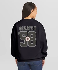 Wear by Erin Andrews Women's Black San Francisco Giants Heavyweight Crew Neck Sweatshirt