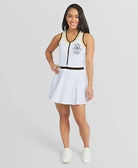 Wear by Erin Andrews Women's White San Diego Padres Zip-Front Pleated Tri-Blend Scoop Neck Tank Dress