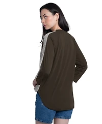 G-iii 4Her by Carl Banks Women's Brown/Heather Brown San Diego Padres Speed Training 3/4-Sleeve Rhinestone V-Neck T-Shirt