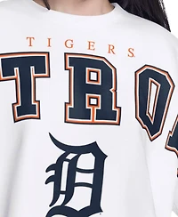 G-iii 4Her by Carl Banks Women's White Detroit Tigers Bleachers Cropped Pullover Sweatshirt