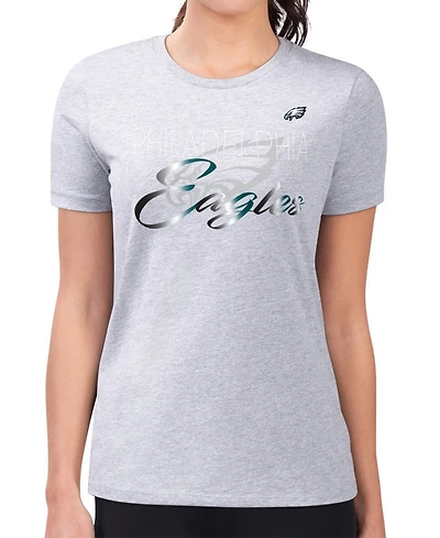 G-iii 4Her by Carl Banks Women's Gray Philadelphia Eagles Super-Slim Fit Lightweight Shadow Logo T-Shirt
