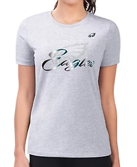 G-iii 4Her by Carl Banks Women's Gray Philadelphia Eagles Super-Slim Fit Lightweight Shadow Logo T-Shirt
