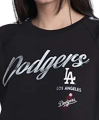 G-iii 4Her by Carl Banks Women's Black Los Angeles Dodgers Classic Play Cropped Raglan T-Shirt