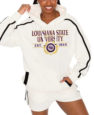 Gameday Couture Women's Cream Lsu Tigers Down, Set, Go Pullover Hoodie and Shorts Set