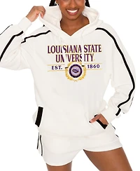 Gameday Couture Women's Cream Lsu Tigers Down, Set, Go Pullover Hoodie and Shorts Set