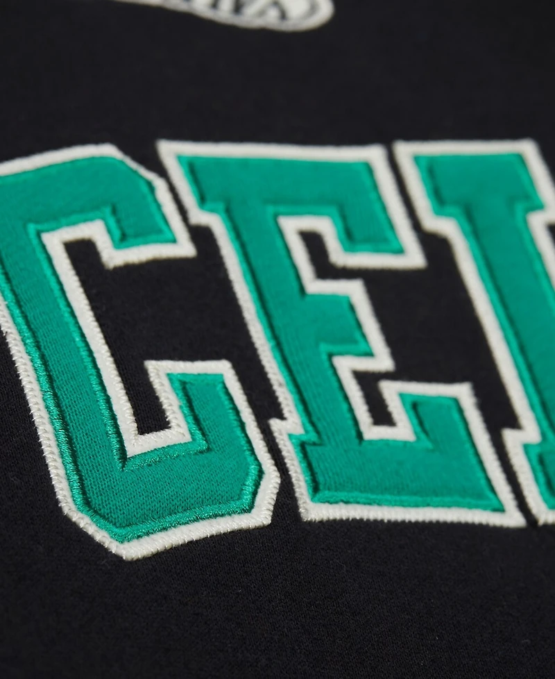 Mitchell & Ness Men's Black Boston Celtics Vintage Logo Courtside Fleece Full-Button Jacket